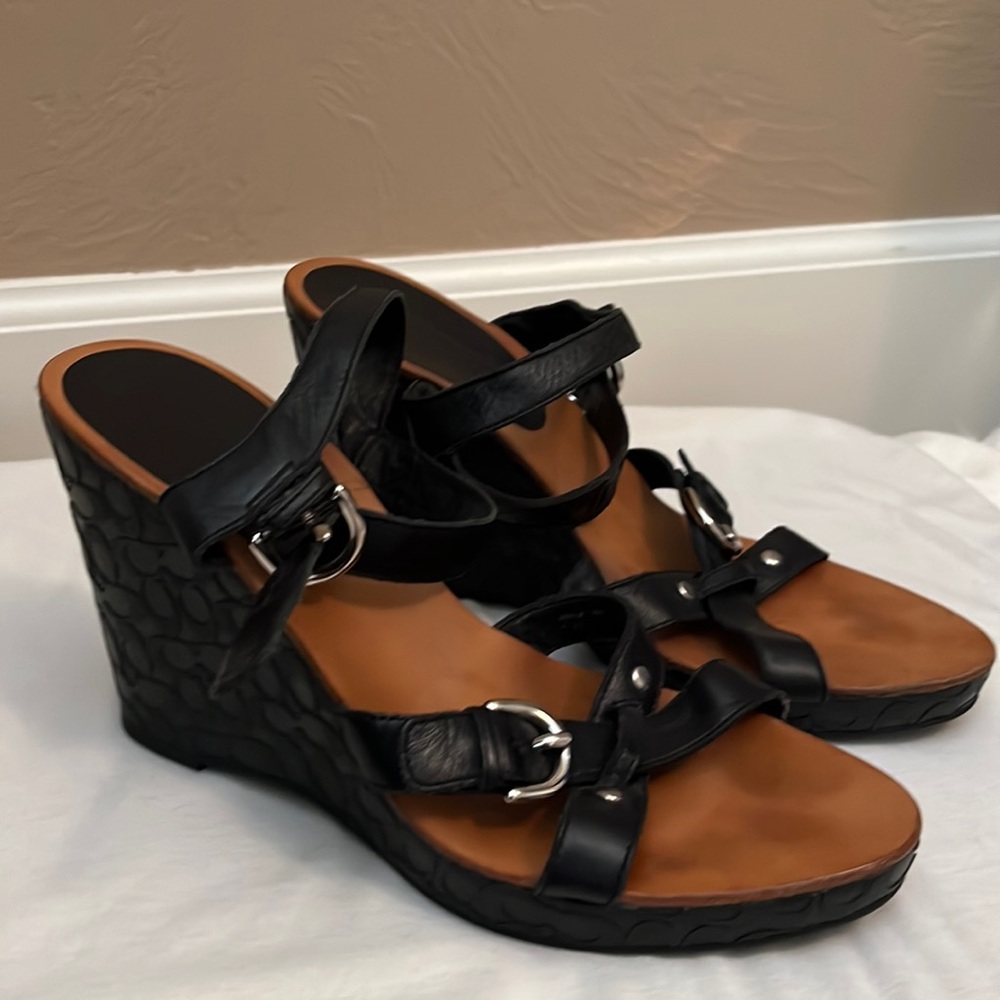 Black COACH wedges